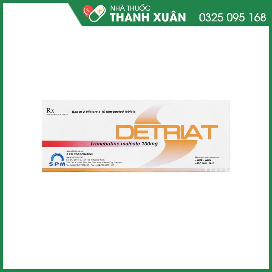 Detriat 100mg thuốc điều trị triệu chứng liên quan đến rối loạn chức năng đường ruột